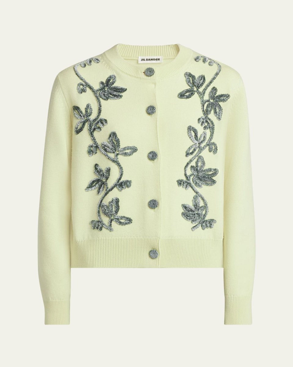 Velvet Floral Merino Wool Cardigan